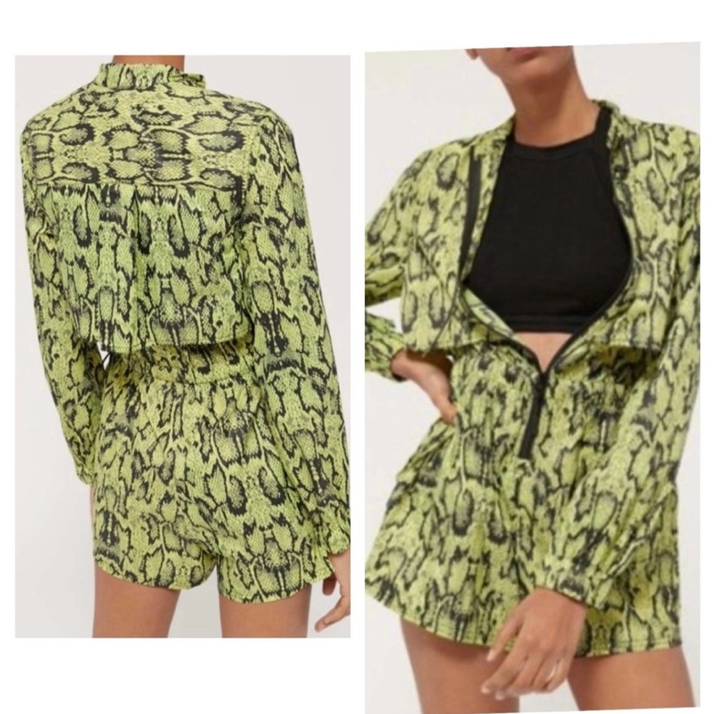 Urban Outfitters Hendrix Snake Printed Sport Front Zip Romper